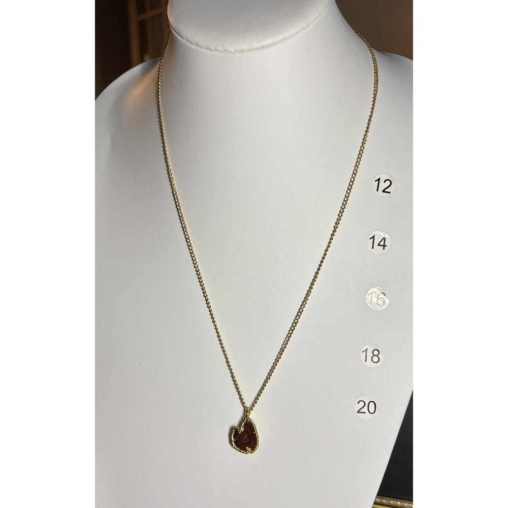 Natural Agate Geode Druzy Slice Pendant Necklace Gold Tone Long Chain